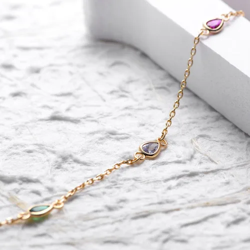 Miniatura 8 de Dainty Colorful Choker Necklace for Women 18K Gold Plated Multicolor Link Chain Choker, Paper Clip T Necklace, Coloured Cubic Zirconium Necklace for