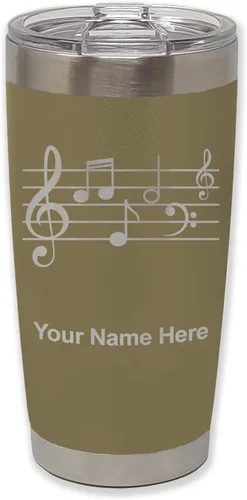 Miniatura 19 de LaserGram Vaso aislado al vacío de 20 onzas, personal de música, grabado personalizado incluido (negro)