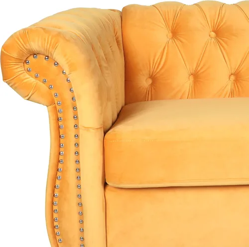 Miniatura 4 de RARZOE Chesterfield - Juego de sofá biplaza, beige, espuma, 1+2 plazas, 67 pulgadas de ancho x 32 pulgadas de profundidad x 27 pulgadas de alto