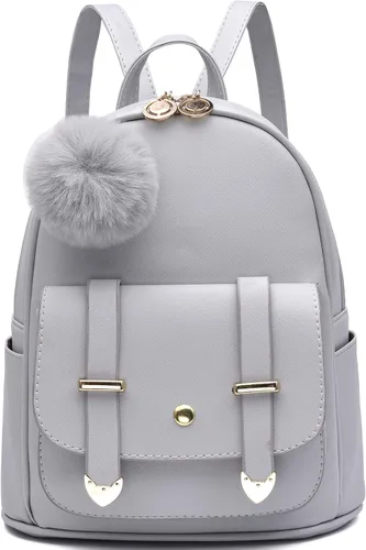 Miniatura 15 de I IHAYNER Mochila de moda para niñas, mini mochila para mujeres, adolescentes y niñas, monederos de piel sintética con pompón, bolsa de hombro