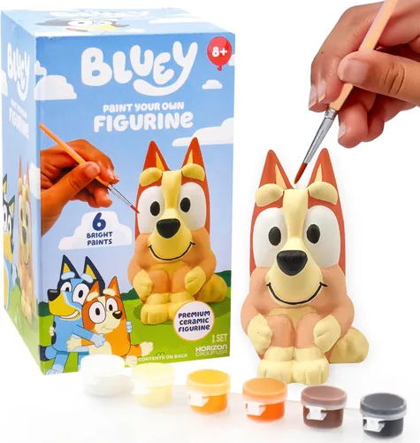 Miniatura 9 de Juego de té Bluey Paint & Play, juego de madera de 6 piezas, personalizable con pintura y calcomanías, 2 coronas portátiles, juguetes divertidos