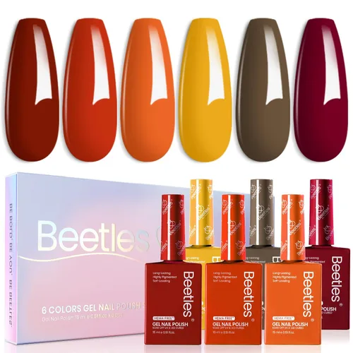 Miniatura 25 de Beetles - Juego de esmaltes de uñas en gel neón, 6 colores, rosado intenso, naranja, amarillo, verde, azul y morado, semipermanentes, uso