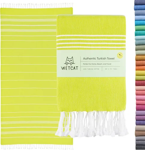 Miniatura 21 de WETCAT Toalla de playa original turca (39 x 71) – Peshtemal prelavado, 100% algodón, muy absorbente, de secado rápido y ultra suave, seguro