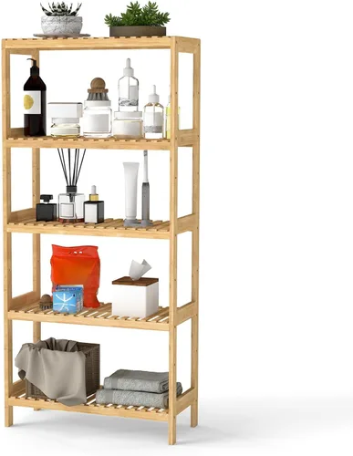 Miniatura 10 de kinbor Estante de bambú multifuncional para baño, cocina, sala de estar, soporte para plantas y flores, estante de almacenamiento (3 niveles)
