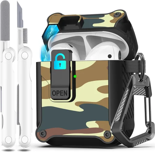 Miniatura 102 de R-fun - Funda para audífonos compatible con AirPods de 4.ª generación 2024, cubierta protectora de expulsión automática a prueba de caídas, puerto
