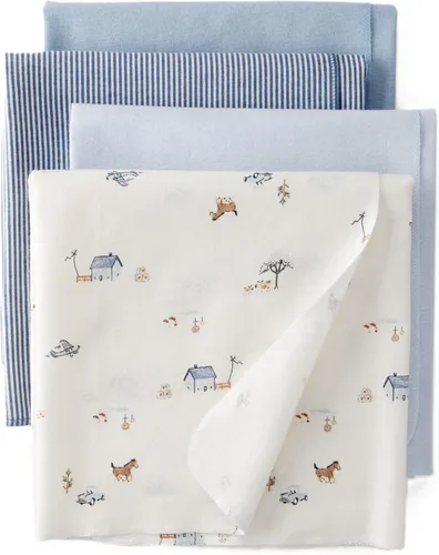 Carter's Paquete de 4 mantas de recepción unisex para bebé, de algodón suave y transpirable, fundas ligeras para bebé, esenciales para guardería, 40