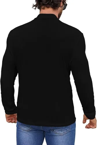 Miniatura 4 de Camisas casuales de cuello alto falso para hombre, de manga larga, suaves y transpirables