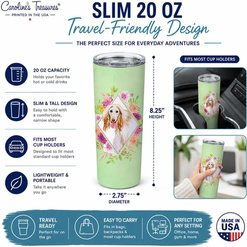 Miniatura 5 de Caroline's Treasures CK4270TBL20 - Vaso delgado de acero inoxidable de 20 onzas con aislamiento al vacío de doble pared, reutilizable