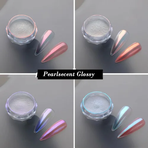 Miniatura 3 de Pretty Diva 8 colores iridiscente perla cromo polvo de uñas, Aurora Pearl Nails Chrome White Pearl Chrome Powder para uñas pigmento metálico manicura