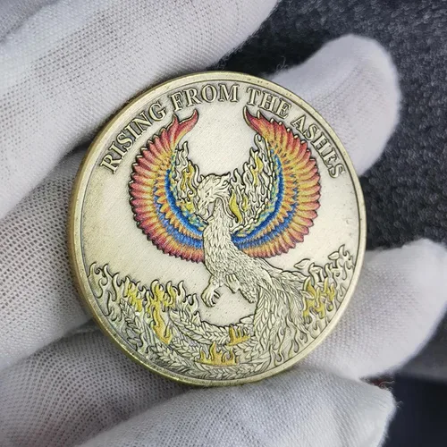 Miniatura 5 de Phoenix Rising Lucky Coin Serenity Prayer Sobriety Coin Regalos sobrios para hombres o mujeres, Medallón AA de recuperación de adicciones