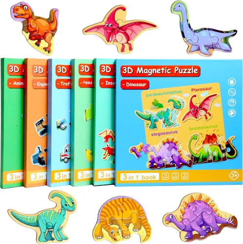 Miniatura 9 de Rompecabezas magnéticos para niños de 1 a 3 años, rompecabezas de viaje para niños de 2 a 4 años, juguete de actividades con animales para niños