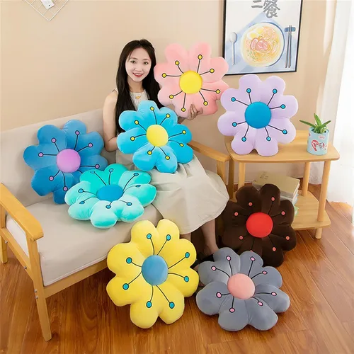 Miniatura 2 de AZCHEN Cojín de suelo con flores, cojín de flores, decoración del hogar, almohada de lectura (17.7 pulgadas, morado)