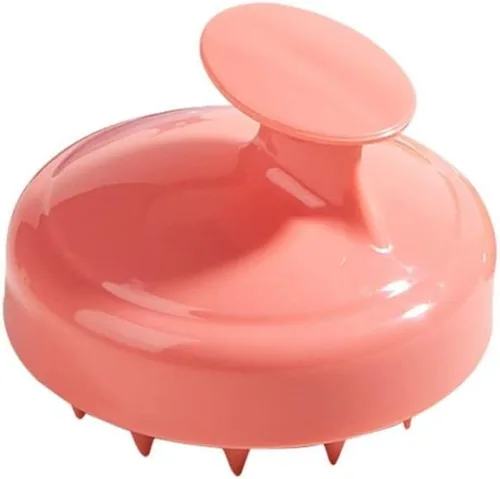 Masajeador de cuero cabelludo para el cuero cabelludo, cepillo de silicona suave, cepillo de champú, exfoliante del cuero cabelludo para el 1PC-Rojo