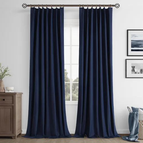 Miniatura 15 de Joywell Cortinas plisadas de lino 100 % opacas de 84 pulgadas de largo, cortinas con pestañas traseras para oscurecer la habitación con ganchos