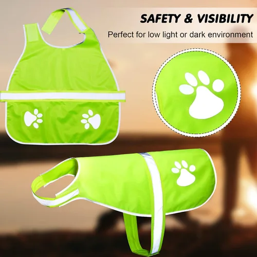 Miniatura 4 de Geyoga Chaleco reflectante para perro, 2 piezas, ajustable, chaleco de servicio de seguridad para perros, ropa de alta visibilidad, chaqueta