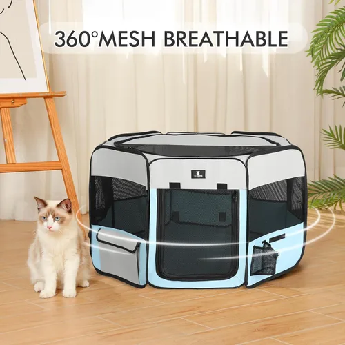 Miniatura 4 de X-ZONE PET jaula plegable portátil para mascotas, perros, gatos, corralito, de tela oxford 600D prémium, cremallera superior extraíble, uso en Azul