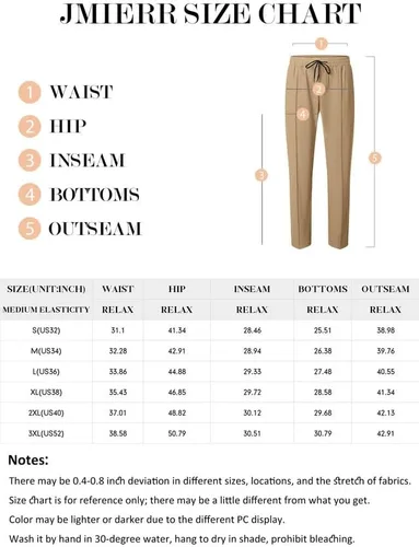 Miniatura 5 de JMIERR Pantalones deportivos casuales para hombre, pantalones de golf elásticos y ajustados, para correr, viajes, trabajo, pantalones chinos