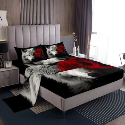 Miniatura 18 de Feelyou Juego de sábanas bajeras de animales salvajes de animales salvajes con dibujos animados, safari salvaje, juego de ropa de cama para niños