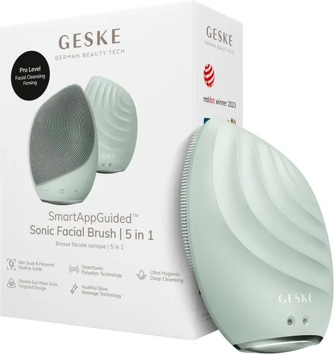 GESKE SmartAppGuided™ Cepillo facial sónico 5 en 1 | Cepillo de limpieza facial eléctrico vibratorio | Cepillo de silicona suave | Limpiador facial