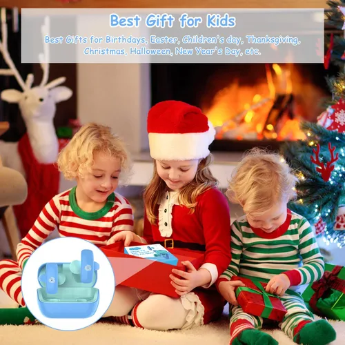 Miniatura 9 de BANIGIPA Auriculares Inalámbricos Verdaderos para Niños, Audífonos Bluetooth 5.4 de Oído Abierto para Niños, Niñas y Adolescentes, Ligeros y Azul