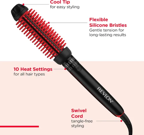 Miniatura 5 de REVLON Nuevo y Mejorado SmoothStay Cepillo para Cabello con Calefacción Infundido con Aceite de Coco Barril de 1” para Resultados Voluminosos