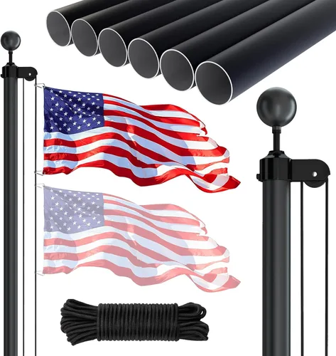 Miniatura 9 de NELXINJO Kit de asta de bandera resistente de 25 pies para exteriores de casa, tubo inferior de 2.1 pulgadas, poste de aluminio cónico con todos