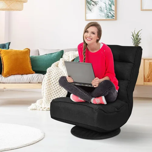 Miniatura 2 de ERGOMASTER Silla plegable reclinable para juegos con giro de 360 grados, 5 posiciones ajustables (negro)