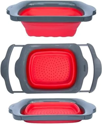 Miniatura 10 de Comfify Colador de cocina grande XL – Colador plegable de silicona sobre el fregadero con asas extensibles – Uso con pasta, frutas, bayas y verduras