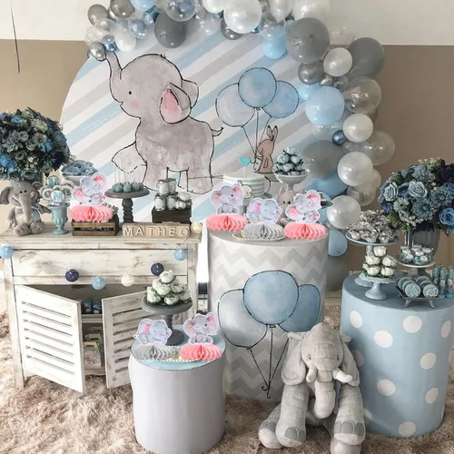 Miniatura 4 de 6 piezas de centro de mesa de nido de abeja de elefante rosa It's a Girl Baby Shower, centros de mesa de panal para temática de elefante, revelación
