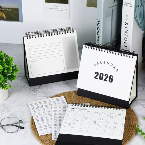 Miniatura 2 de Multibey Calendario de escritorio 2025-2026, calendario de escritorio pequeño abatible de 6.5 x 6.5 pulgadas, julio 2025-diciembre 2026, calendario