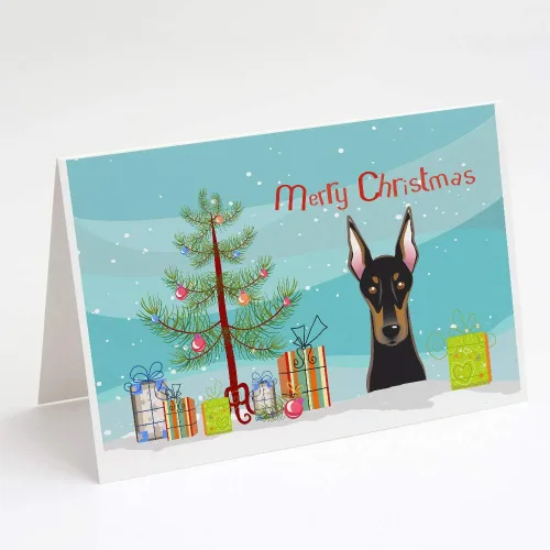 Miniatura 37 de Caroline's Treasures BB1616GCA7P - Tarjetas de felicitación y sobres de árbol de Navidad y sabueso afgano, paquete de 8 tarjetas en blanco