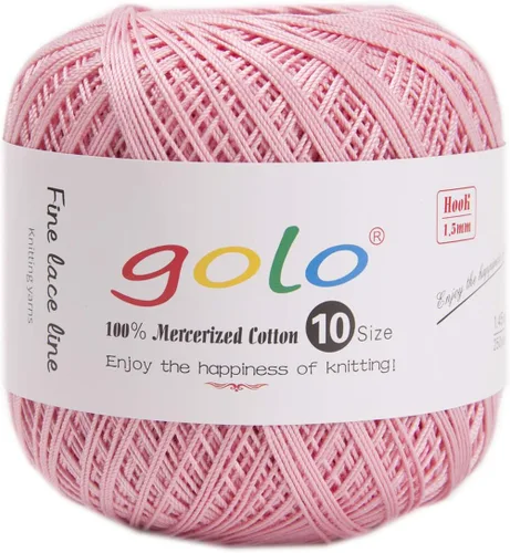 Miniatura 117 de Golo - Bolas de hilo para crochet de algodón tamaño 10, color algodón para crochet D-Fresa D078-fresa