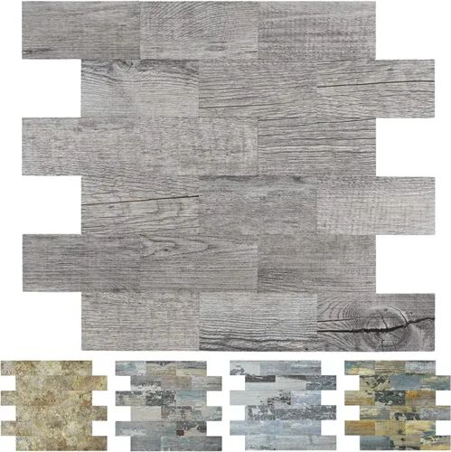 Art3d 10 hojas (paquete de 10) panel de pared de madera, gris
