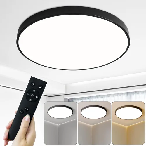 Lámpara de techo LED redonda de 19.7 pulgadas, lámpara de techo de montaje empotrado regulable de 36W con control remoto, lámpara de techo moderna