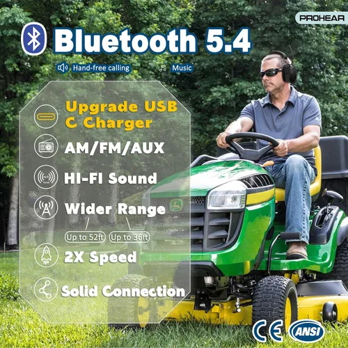 Miniatura 2 de PROHEAR 033 - Auriculares con radio AM/FM Bluetooth 5.4 - Batería recargable USB C de 2000mAh - Auriculares con radio para protección auditiva