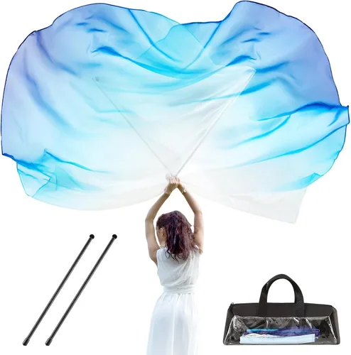 Jetec Juego de 2 banderas de adoración de 74 x 55 pulgadas para danza, iglesia, bandera azul de alabanza con bolsa de almacenamiento, flexibilidad
