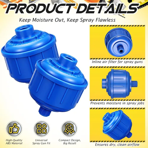 Miniatura 3 de Frienda 4 piezas de filtros de aire y agua mini desechables con roscas estándar de 6,4 mm, trampa de humedad, filtro desechable para pistola