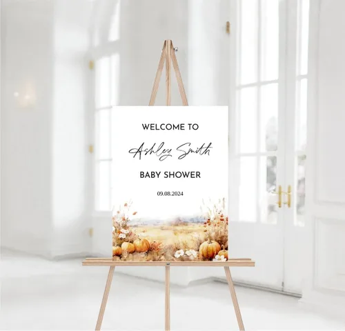 Miniatura 27 de Cartel de bienvenida de baby shower, cartel de bienvenida editable con texto en inglés "It's a Girl Woodland", letrero de bienvenida de baby shower