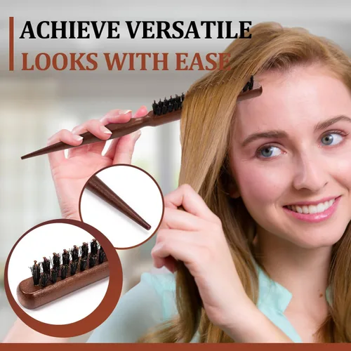 Miniatura 5 de 2 cepillos de cerdas de jabalí para hombres y mujeres, alisadores y burlas para un cabello elegante, peinados de espalda lisa y brillo mejorado