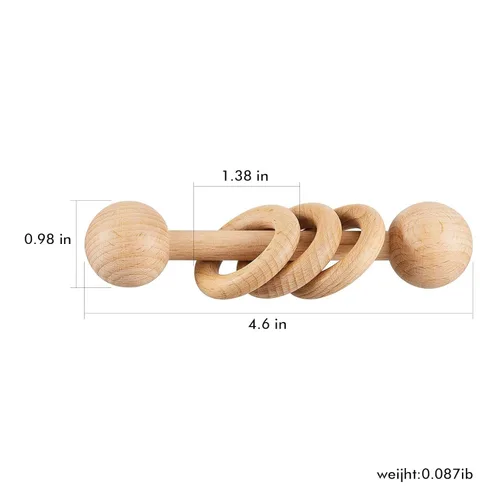 Miniatura 6 de Sonajero de madera para bebé, juguete de sonajero de madera para recién nacido, juguete Montessori de madera natural para bebé, juguete de regalo