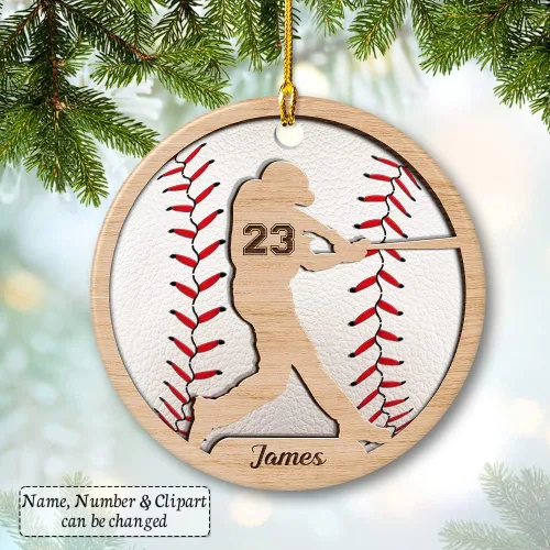 Miniatura 3 de SANDJEST Adorno de béisbol personalizado con nombre y número, adornos de cerámica 2024 para niños, entrenadores, fanáticos del béisbol, ideas