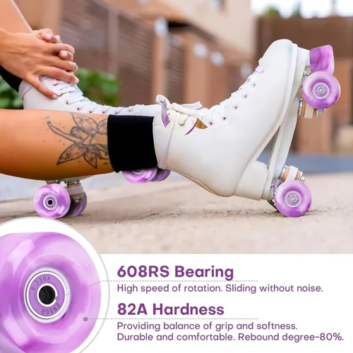 Miniatura 5 de Paquete de 8 ruedas de 32 x 58, 82 A con rodamiento instalado y 2 topes de punta para patinaje de doble fila, accesorios de repuesto adecuados