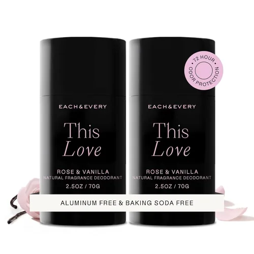 Each & Every Desodorante sin aluminio para mujeres y hombres, fragancia natural, protección contra olores de 72 horas, desodorante no tóxico para