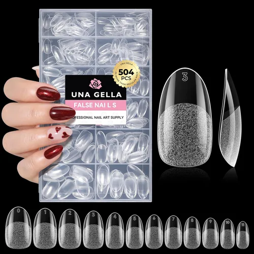 Miniatura 24 de UNA GELLA Puntas de uñas postizas extra cortas: 504 unidades de uñas cuadradas falsas preformadas XS, uñas cuadradas cortas a presión, puntas