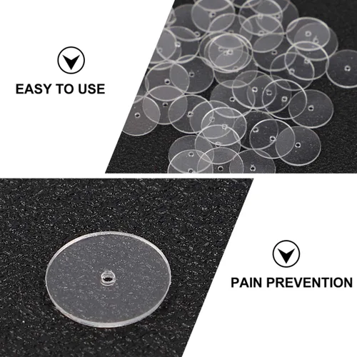 Miniatura 4 de EXCEART 80 discos de plástico para parte trasera de aretes, almohadillas de disco transparentes para estabilizar los pendientes