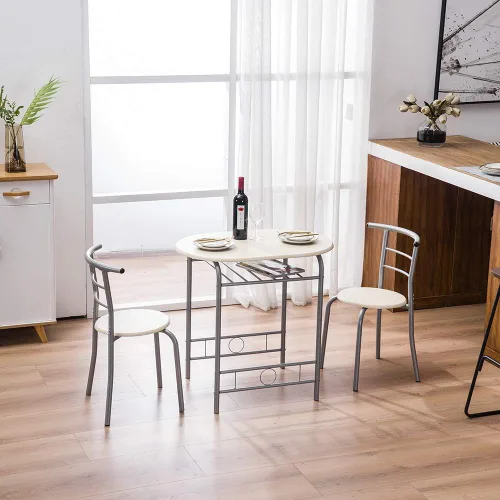 Miniatura 8 de VINGLI Juego de comedor de 3 piezas, juego de mesa de cocina pequeña para 2, juego de mesa de desayuno, mesa de madera de cocina con 2 sillas