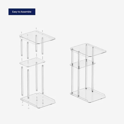 Miniatura 7 de HMYHUM Mesa auxiliar de acrílico transparente, mesa auxiliar en forma de C para sofá, pequeñas mesas de aperitivos para sala de estar, dormitorio