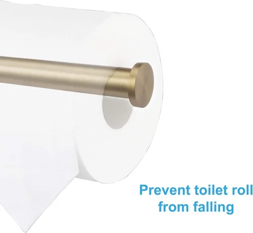 Miniatura 6 de TASTOS Portarrollos de papel higiénico dorado cepillado SUS304 de acero inoxidable, moderno soporte redondo para rollos de papel higiénico, soporte
