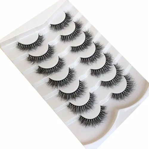 Miniatura 617 de Pooplunch - Pestañas postizas finas de visón sintético, estilo ojo de gato, naturales, cruzadas, tipo racimo, efecto 8D de volumen, tiras