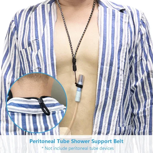 Miniatura 2 de Soporte para catéter de diálisis peritoneal, cinturón de soporte de tubo PD con cordón ajustable y anillos, evita el desprendimiento durante